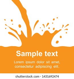 Orange fresh juice splash on white background, space for your text. Vector illustration
