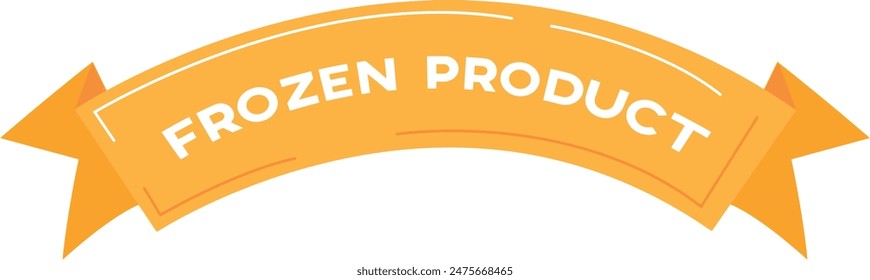 Orange frozen product ribbon banner isolated white background. Graphic design element packaging label decoration. Bright curved scroll ribbon banner vector illustration