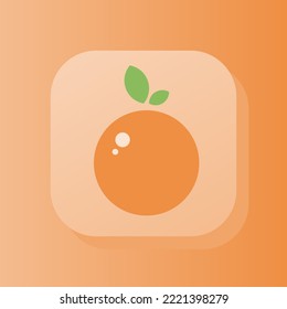 Orange fruit 3d button outline icon. Healthy nutrition concept. Flat symbol sign vector illustration isolated on orange color background