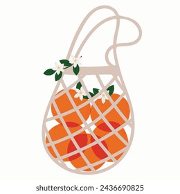 Orange Fruit Basket Bag Element - Hand Drawn Vector Illustration for Invitation, Greeting, Birthday, Party, Celebration, Wedding, Card, Poster, Banner, Textile, and Wallpaper