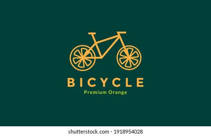 Orange fruit with bicycle line logo design vector icon symbol illustration