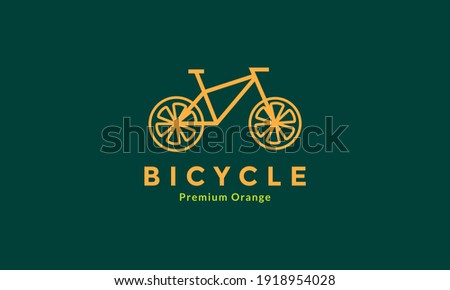Orange fruit with bicycle line logo design vector icon symbol illustration
