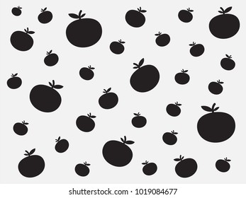 orange fruit black vector. silhouette tomato vector trendy. fruit vector