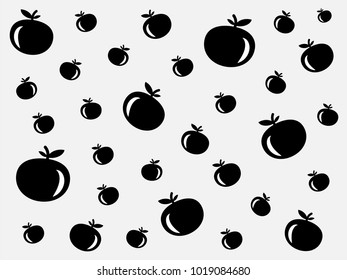 orange fruit black vector. silhouette tomato vector trendy. fruit vector