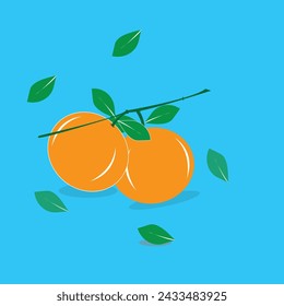 Orangefrucht mit blauem Hintergrund, orangefarbenes Frucht-Poster-Design
