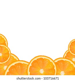 Orange Fruit Border, Isolated On White Background, Vector Illustration