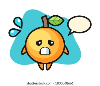 Orange fruit cartoon with afraid gesture
