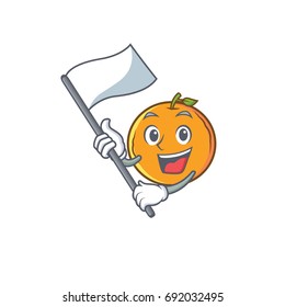 orange fruit cartoon character with flag