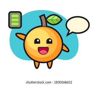 Orange fruit cartoon with energetic gesture