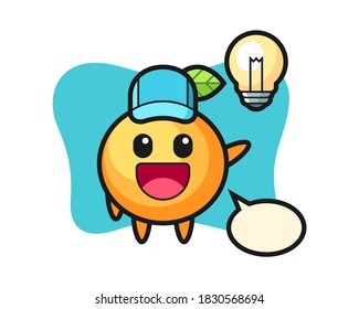 Orange fruit cartoon getting the idea