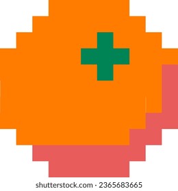icono de caricatura de frutos anaranjados en forma de píxel	