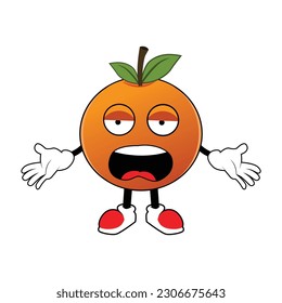 Orange Fruit Cartoon Mascot With Angry Face .Illustration for sticker icon mascot and logo