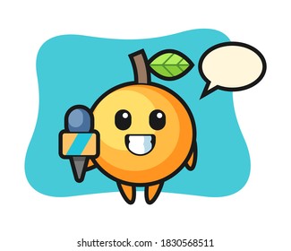 Orange fruit cartoon as a photographer