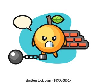 Orange fruit cartoon as a prisoner
