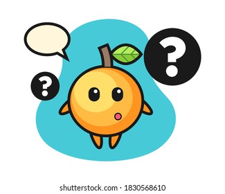Orange fruit cartoon with the question mark