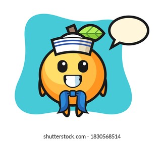 Orange fruit cartoon as a sailor man
