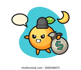 Orange fruit cartoon stolen the money