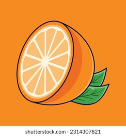 Ilustración del icono del vector de dibujos animados de frutas de color naranja. Vector Premium Aislado Con Icono De Fruta Alimentaria. Estilo de caricatura plano adecuado para la página de aterrizaje web, pancarta, adhesivo, fondo