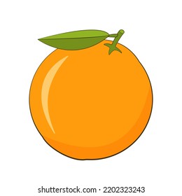 Naranja, fruta. Ilustración vectorial. Caricatura