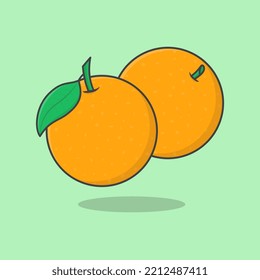Orange Fruit Cartoon Vector Illustration. Fresh Orange Fruit Flat Icon Outline. Orange Fruit