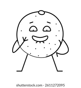 orange fruit character line icon vector. orange fruit character sign. isolated contour symbol black illustration