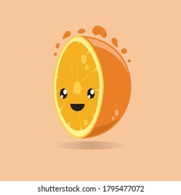 Símbolo de logotipo de carácter de fruta naranja o diseño de plantilla de icono