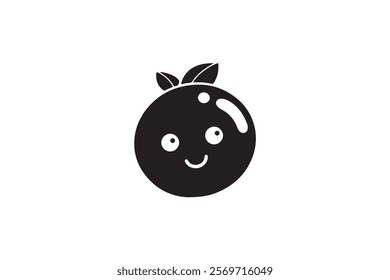 orange fruit character silhouette, fruit vector icon.