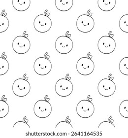 Orange Fruit Coloring Page. Hand Drawn Seamless Pattern for Kids Activities, Printable Worksheets, Educational Fun, and Coloring Pages