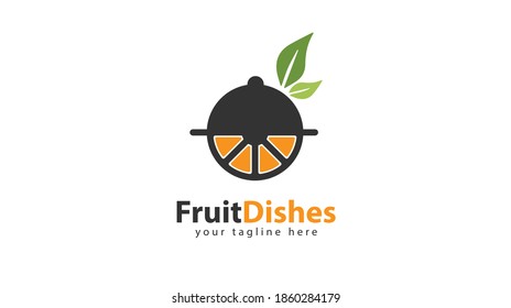 Orange fruit combined food dessert logo design. You can use for logos related to food and fruits. vector