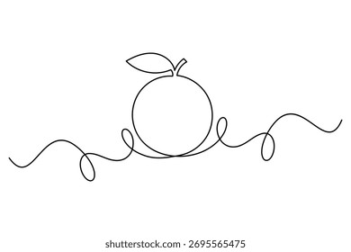 Orangenfrucht durchgehende einzeilige Zeichnung minimale Kontur Vektorgrafik