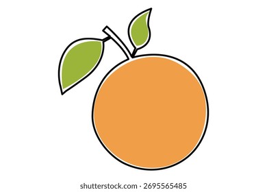 Ilustración vectorial de contorno minimalista de dibujo continuo de una línea de fruta anaranjada