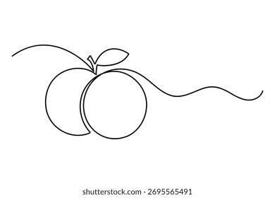Orange fruit continuous one line drawing minimalist outline vector illustration