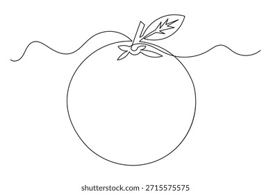 Naranja fruta continua una línea de dibujo de estilo minimalista aislar contorno