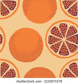 Patrón retro fresco de fruta naranja