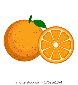 orangefarbene Früchte. Obstschnitt Vektorgrafik. Einzeln auf weißem Hintergrund.