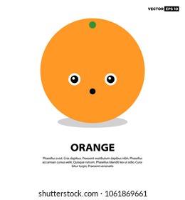 Orange Fruit Cute Vector Illustration with Eyes and Face