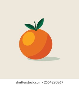 Orange fruit design flat cartoon style minimal illustration. Orange fruit symbol. Single orange.
