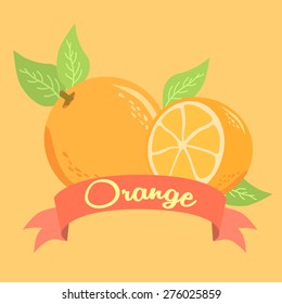 Orange fruit design label banner poster vector illustration.