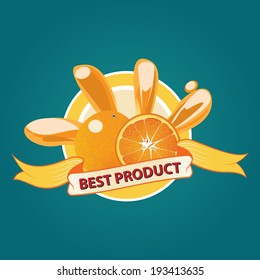 Orange fruit emblem. Vector illustration