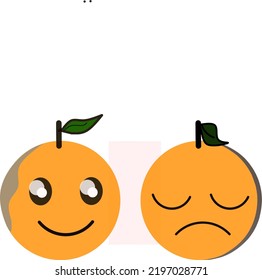 Orange Fruit Emoji Vector Illustration With Two Different Fruit Facial Expressions