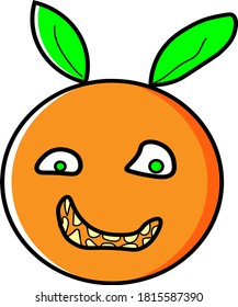 la cara de fruta naranja está enfadada