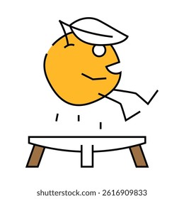 orange fruit fitness character line icon vector. orange fruit fitness character sign. isolated symbol illustration
