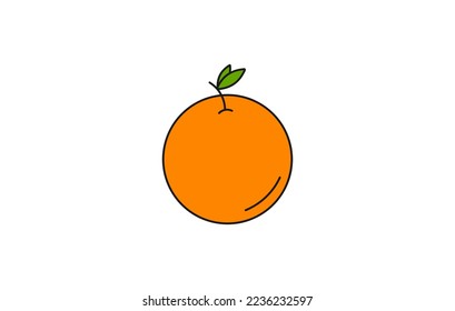 Orange fruit. Flat design vector illustration of orange on white background. Vegetarian food. Healthy diet. Isolated object.