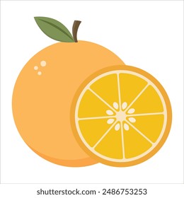 Orange Fruit in Flat Illustration Isolated on White Background
