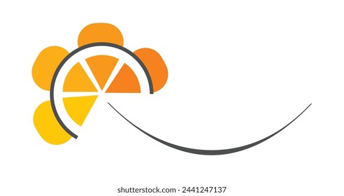 Orange fruit flower isolated on white. Logo and icon