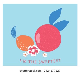 ORANGE FRUIT WITH FLOWERS GRAPHICS