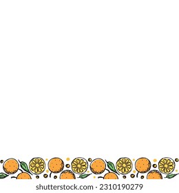 Orangefarbener Obstrahmen. Farbiger orangefarbener Hintergrund	