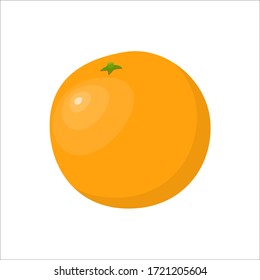Orange fruit. Fresh orange isolated on white background, vector illustration in flat style.
