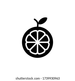 Orange fruit glyph icon design vector, fresh natural fruit mark vector illustration.