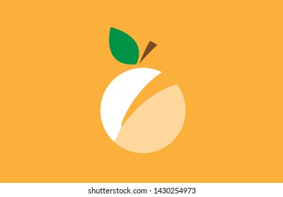 orange fruit green creative logo icon design concept idea for a company or business
